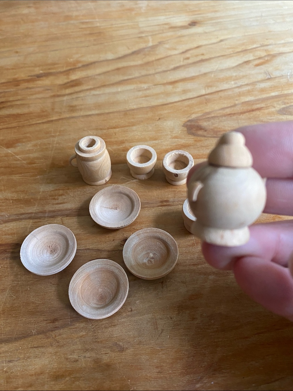 Handmade Mini Wood Tea Set - Picture 4 of 4